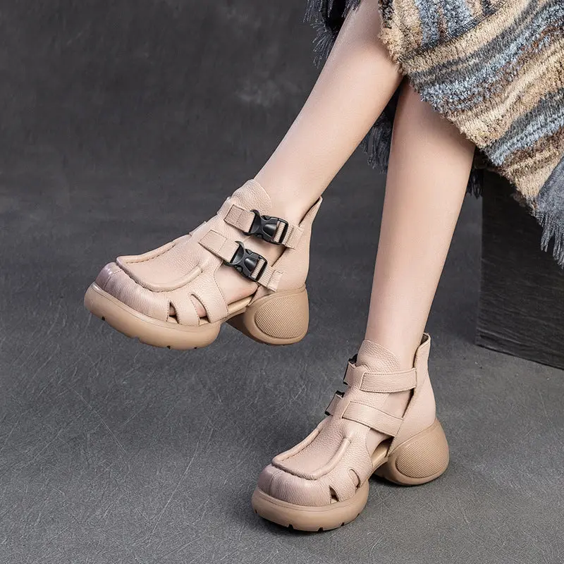 Women Retro Leather High Top Casual Sandals online