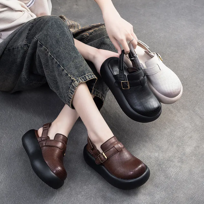 Women Retro Leather Velcro Tape Platform Sandals online
