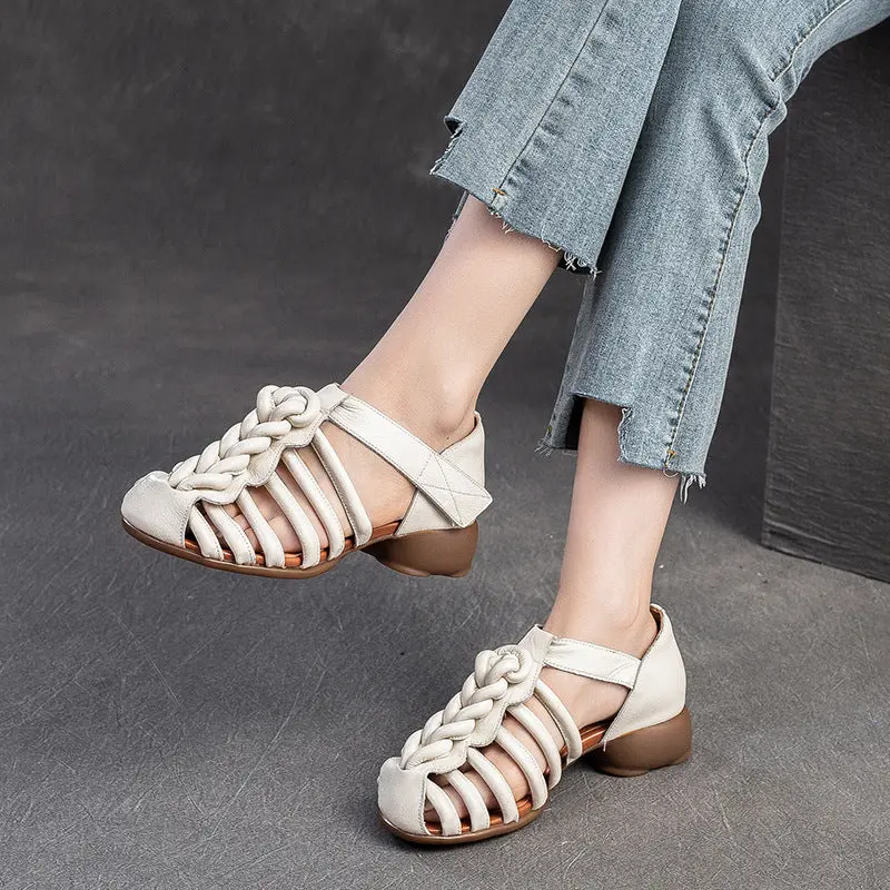 Women Retro Plaited Leather Summer Casual Sandals online