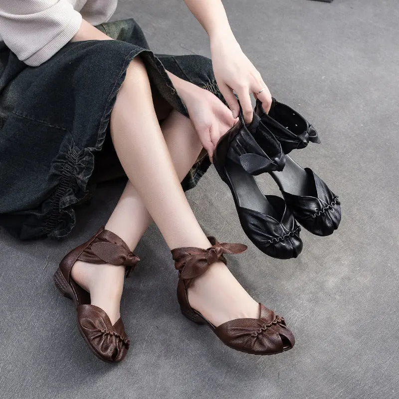 Women Retro Soft Leather Flat Casual Sandals online